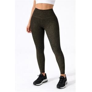 New NUX Women's Black Metallic Butt Scrunch Athletic Leggings Size S